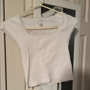 White Lace Trim Women's Top